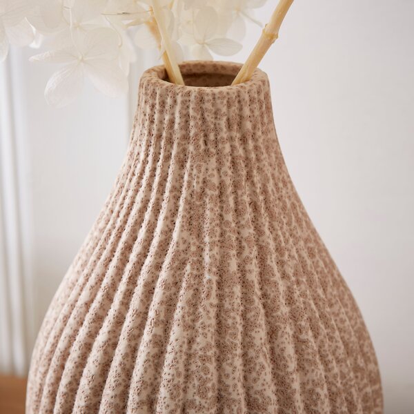 Ribbed Stone Bottle Vase