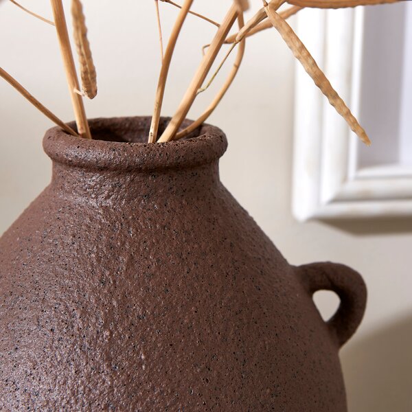 Tall Stone Bottle Vase with Handles