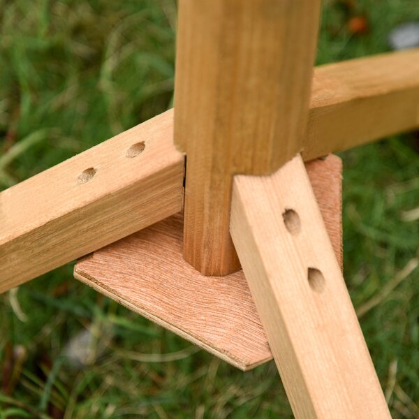 PawHut Wooden Bird Feeder Table Freestanding for Garden Backyard Outside Decorative Pre-cut Weather Resistant Roof 49 x 45 x 139 cm Natural Aosom UK