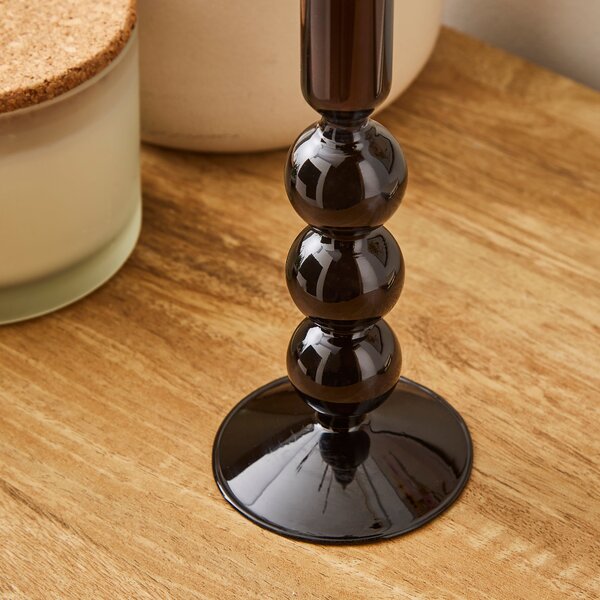 3 Ball Glass Candlestick Holder