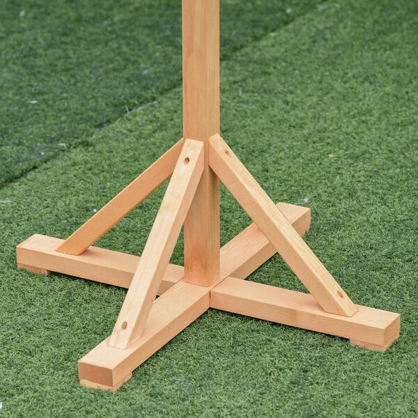 PawHut Bird Feeder Table, Wooden Freestanding Outdoor Feeding Station with Weatherproof Roof, Cross-shaped Base, Natural, 55 x 55 x 144cm Aosom UK