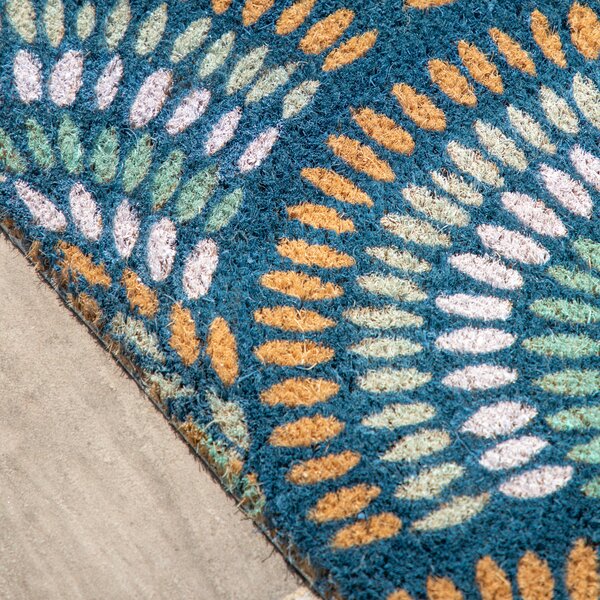 Cedar & Sage Navy Rainbow Coir Doormat