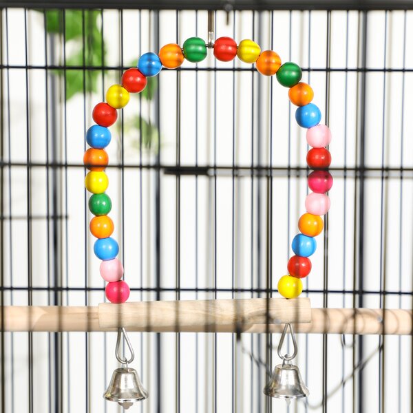 PawHut Steel Budgie Cage 133cm High with Stand, Slide-Out Tray, Toys, Storage Shelf for Canaries, Finches, Lovebirds, Parakeets, Black Aosom UK