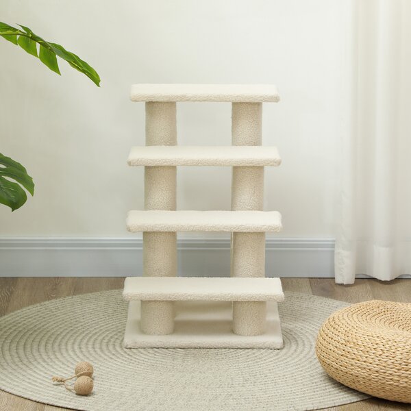 Durable Pet Stairs Ramp, Easy Climb Cat Tree Ladder, Indoor Climbing Frame Staircase for Pets Aosom UK