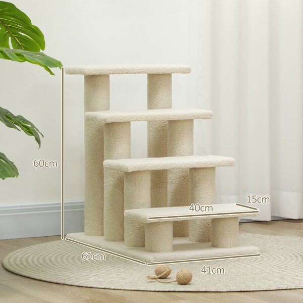 Durable Pet Stairs Ramp, Easy Climb Cat Tree Ladder, Indoor Climbing Frame Staircase for Pets Aosom UK