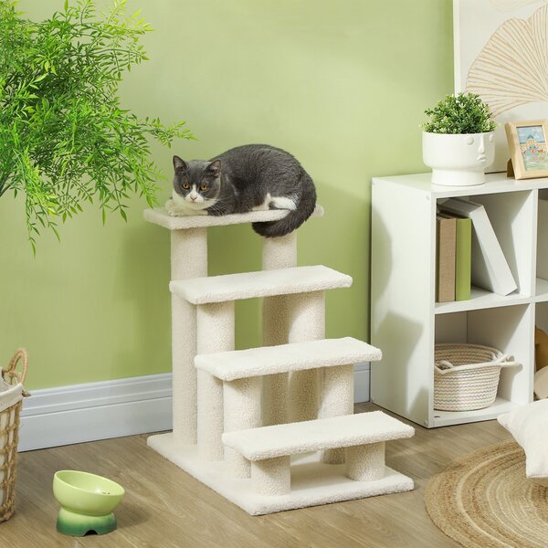 Durable Pet Stairs Ramp, Easy Climb Cat Tree Ladder, Indoor Climbing Frame Staircase for Pets Aosom UK