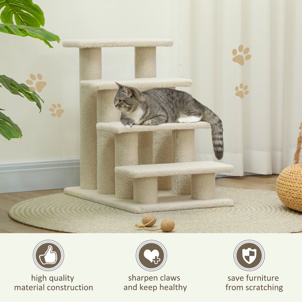 Durable Pet Stairs Ramp, Easy Climb Cat Tree Ladder, Indoor Climbing Frame Staircase for Pets Aosom UK