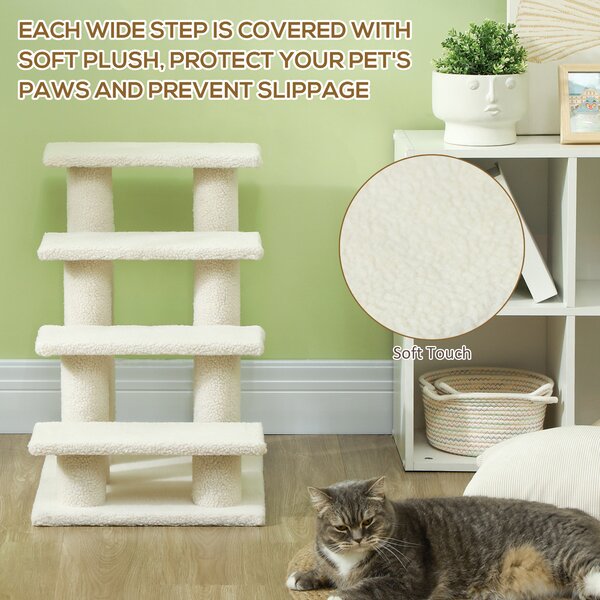 Durable Pet Stairs Ramp, Easy Climb Cat Tree Ladder, Indoor Climbing Frame Staircase for Pets Aosom UK