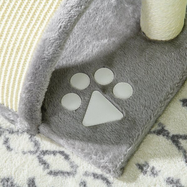 PawHut Cat Scratching Post, Cat Tree Scratching Kitten Activity Centre Climber Hanging Ball, Scratch Post for Indoor Cats, Grey Aosom UK
