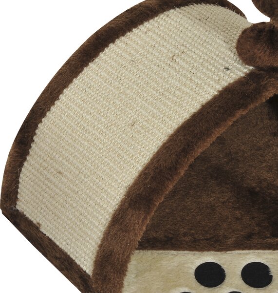 PawHut Cat Scratching Post, Indoor Activity Centre, Kitten Climber with Scratcher, Hanging Ball, Brown Aosom UK