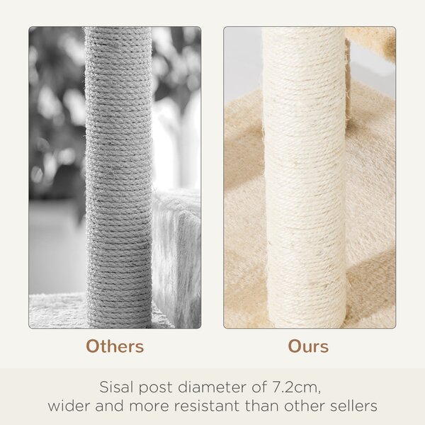 PawHut Beige Cat Tree, Kitten Scratching Post, Sisal Climbing Tower, Activity Centre, Sturdy Aosom UK