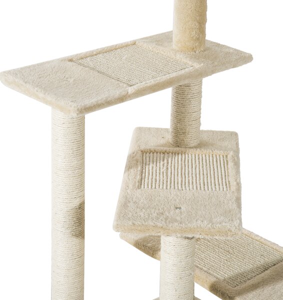 PawHut Beige Cat Tree, Kitten Scratching Post, Sisal Climbing Tower, Activity Centre, Sturdy Aosom UK