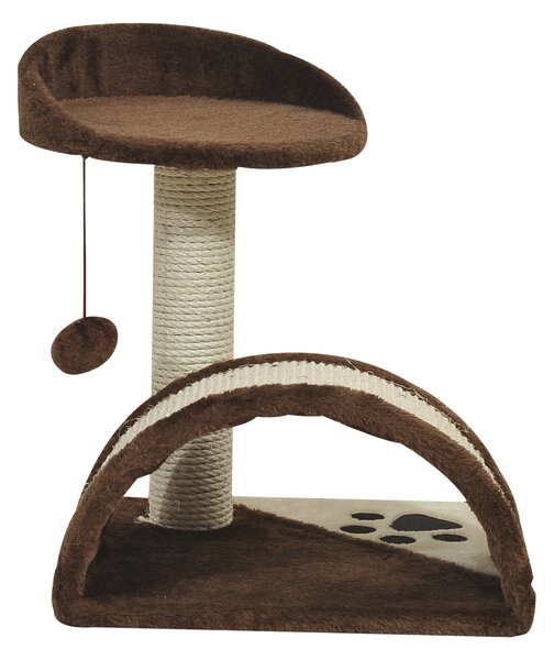 PawHut Cat Scratching Post, Indoor Activity Centre, Kitten Climber with Scratcher, Hanging Ball, Brown Aosom UK