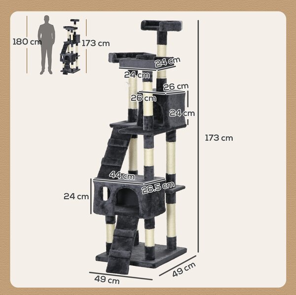 PawHut Cat Tree Scratching House, Activity Play Centre