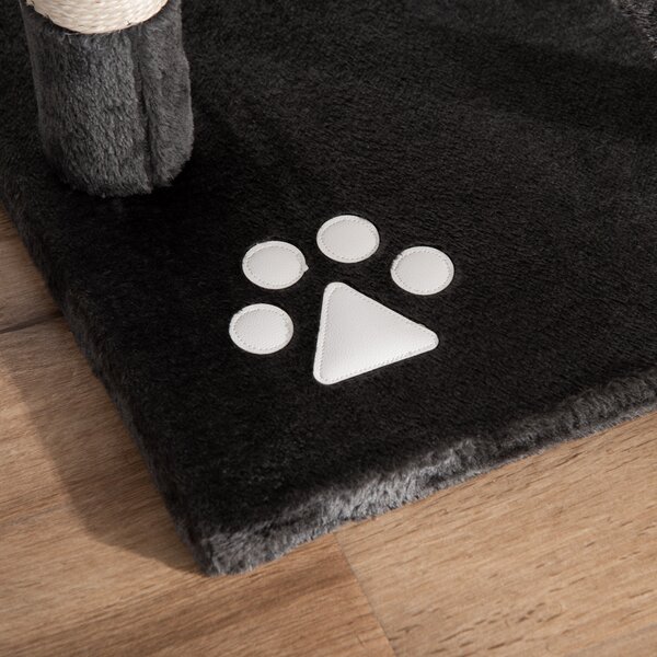 PawHut Cat Tower Floor-to-Ceiling 240-260cm Indoor Cat Tree, Adjustable Cat Post with Condos, Ramps, Hammocks, Toy Balls, Dark Grey Aosom UK