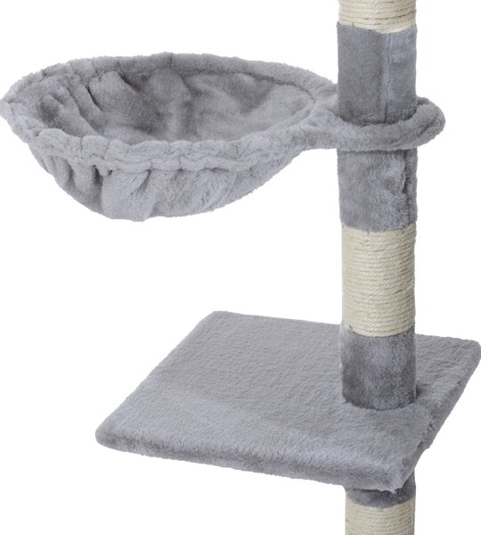 PawHut Cat Tree with Scratching Post, Kitten Activity Centre, Play House, Pet Furniture, 125cm, Grey Aosom UK