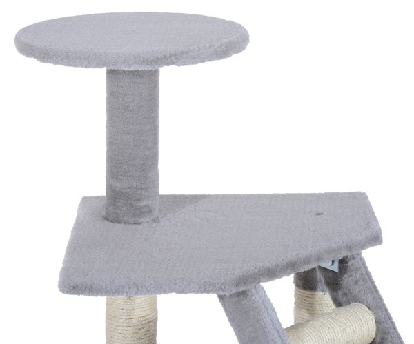 PawHut Cat Tree with Scratching Post, Kitten Activity Centre, Play House, Pet Furniture, 125cm, Grey Aosom UK