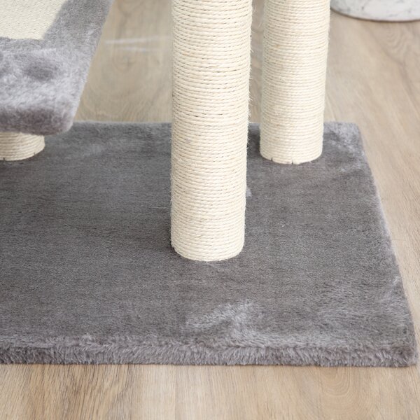 PawHut 100cm Cat Tree Uk Cat Tower Cat Tree for Large Cats, Solid Particle Board for Long Term Use, Beige & Grey Aosom UK