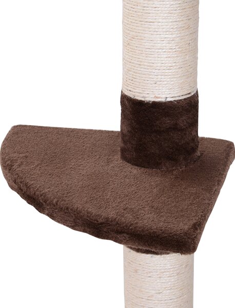 PawHut Cat Climbing Tree, 5-Tier Floor to Ceiling Adjustable Scratching Post Tower, Activity Centre, Brown, 230-260cm Aosom UK