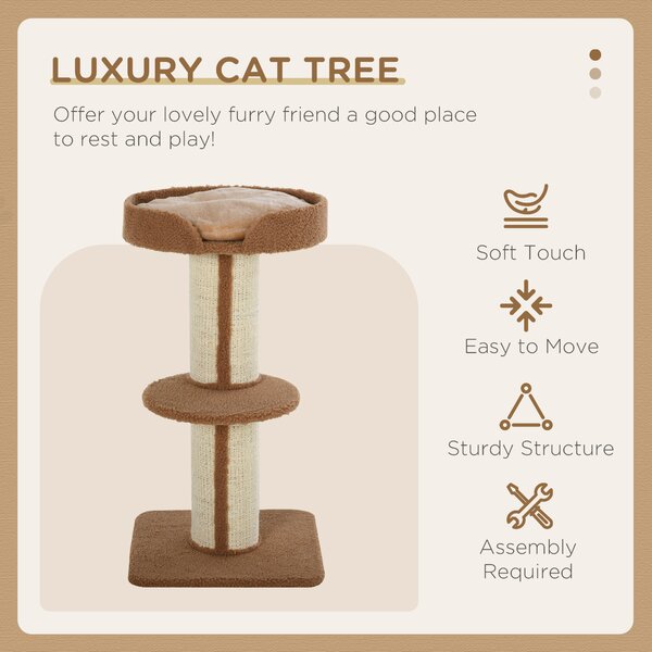 PawHut Cat Tree with Perches, Sisal Scratching Posts & Lamb Cashmere, Activity Centre, Brown Aosom UK