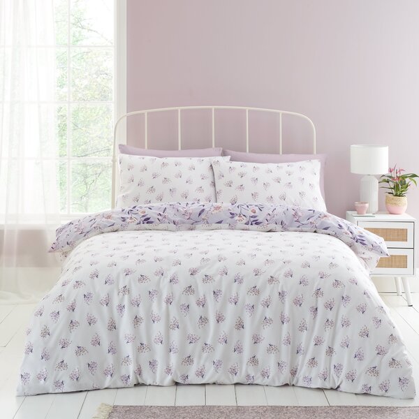 Catherine Lansfield Isadora Floral Lilac Duvet Cover and Pillowcase Set