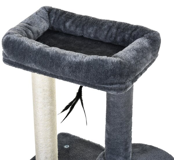 PawHut Cat Tree Tower: Multi-Activity Centre with Perch, House, Scratching Post, Play Ball & Rest Area, Grey & White Aosom UK