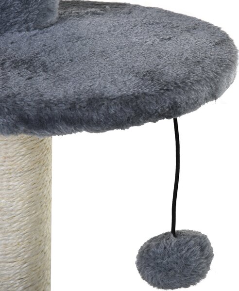PawHut Cat Tree Tower: Multi-Activity Centre with Perch, House, Scratching Post, Play Ball & Rest Area, Grey & White Aosom UK