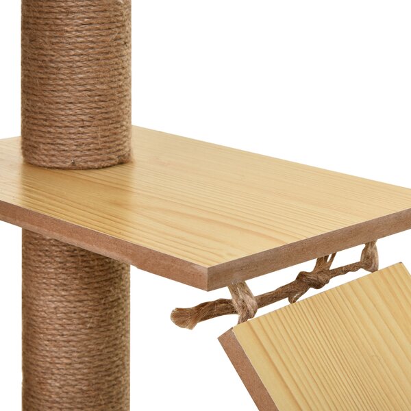PawHut Cat Tree, 130cm Cat Tree for Indoor, Multi-Level Plush Cat Climbing Tower w/ Scratching Posts, Cat Condo for Large Cat, Yellow Aosom UK