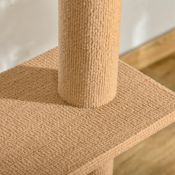 PawHut Floor to Ceiling Cat Tree, 260cm Tall with 3 Perches and Flannel Upholstery, Activity & Rest Tower, Brown Aosom UK