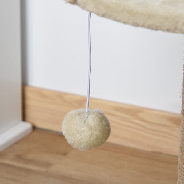 PawHut Cat Tree Tower Basics with Bed, Scratching Post, Activity Centre, Kitten House, Dangling Ball Perch, Beige Aosom UK