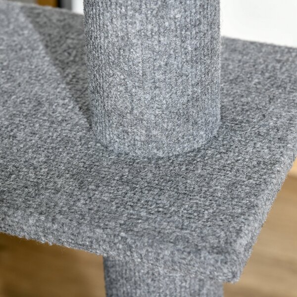 PawHut Cat Tree Tower, Floor to Ceiling with 3 Perches, Scratching Posts, Activity Centre for Kittens, Grey Aosom UK