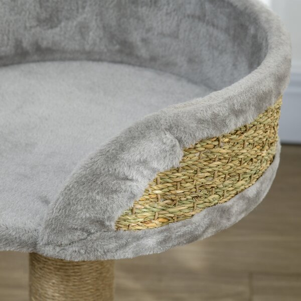 PawHut Cat Tree Tower with Scratching Posts, Grey Aosom UK