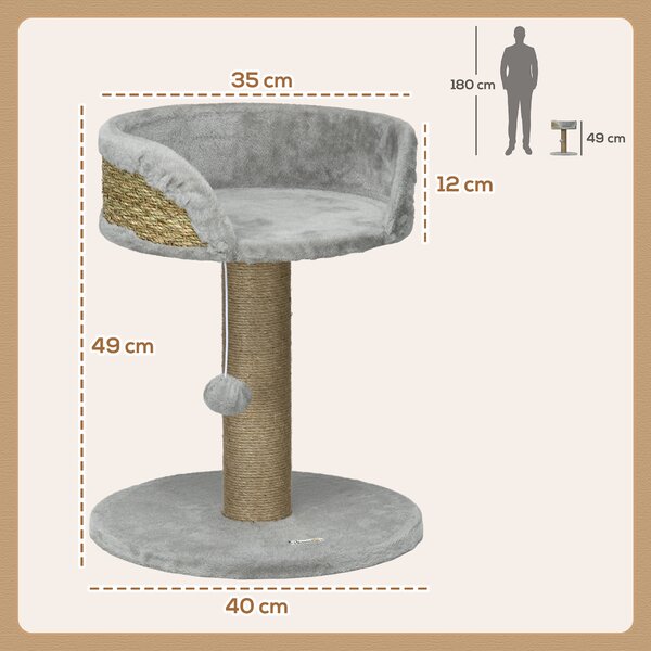 PawHut Cat Tree Tower with Scratching Posts, Grey Aosom UK
