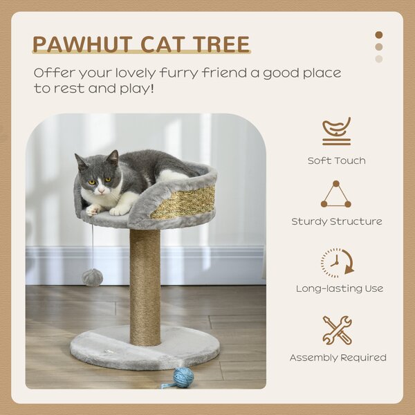 PawHut Cat Tree Tower with Scratching Posts, Grey Aosom UK