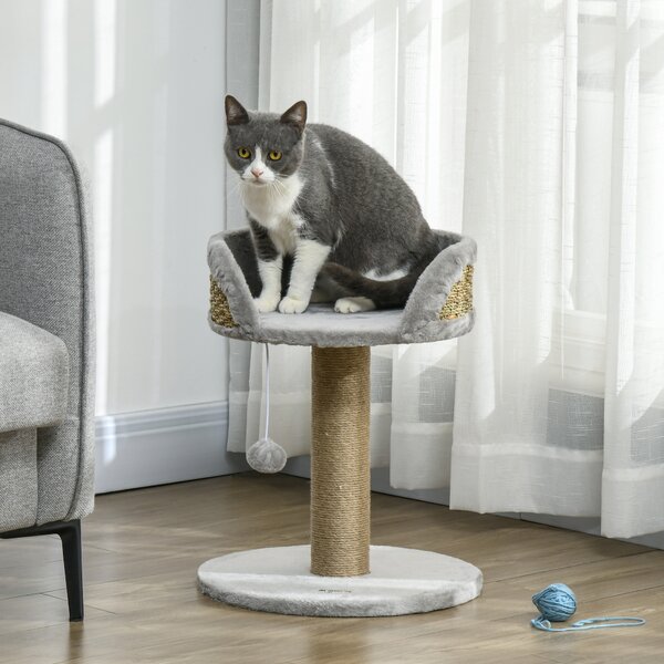 PawHut Cat Tree Tower with Scratching Posts, Grey Aosom UK