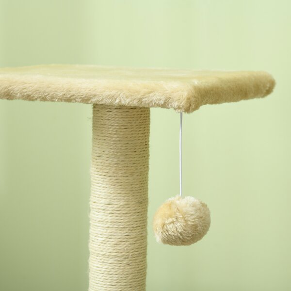 PawHut 72cm Cat Tree, Indoor Scratching Post with Pad, Sturdy and Comfortable, Cream White Aosom UK
