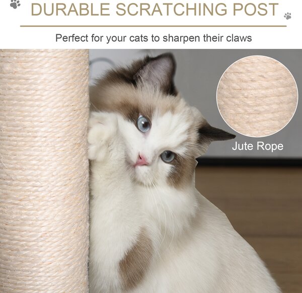 PawHut Cat Tree Multi-Level, Kitten Tower Activity Centre with Scratching Post, Condo, Hanging Ropes & Plush Perches, Grey