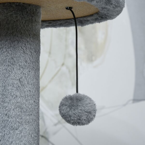 PawHut Cat Tree Tower, 112cm, with Jute Scratching Post, Perch, Hanging Ball, Teasing Rope for Climbing Kittens, Dark Grey Aosom UK