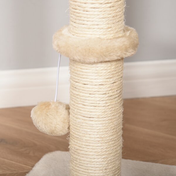 PawHut Cat tree Cat Tower 100cm Climbing Activity Center with Sisal Scratching Post Condo Perch Hanging Balls Teasing Rope Toy Cushion Aosom UK