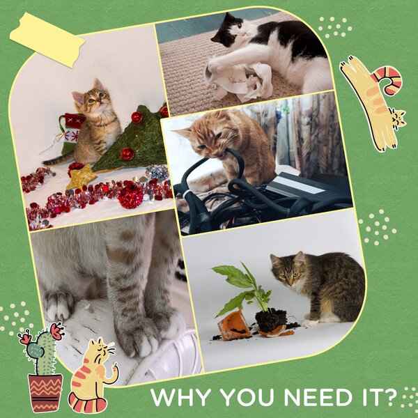 PawHut Cactus-Shaped Cat Tree Tower, Green, with Sisal Scratching Post, Hanging Ball, Funny Cat Ball Platform, 32 x 32 x 60cm Aosom UK