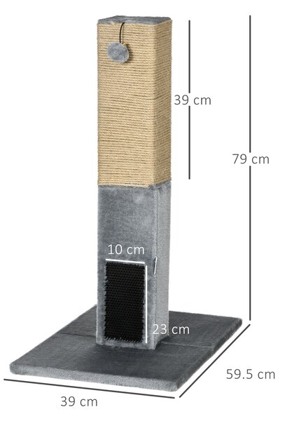 PawHut Cat Scratching Post, 79cm Tall with Jute Scratcher and Climbing Activity Centre, Carpet Base and Dangling Ball, Grey Aosom UK
