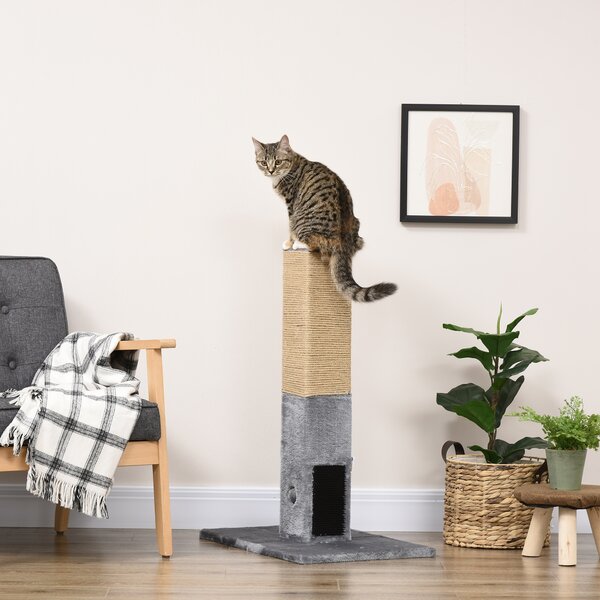 PawHut Cat Scratching Post, 79cm Tall with Jute Scratcher and Climbing Activity Centre, Carpet Base and Dangling Ball, Grey Aosom UK