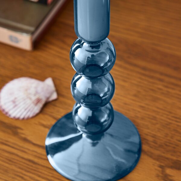 3 Ball Glass Candlestick Holder