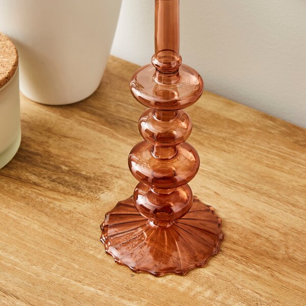 Fluted Glass Candlestick Holder