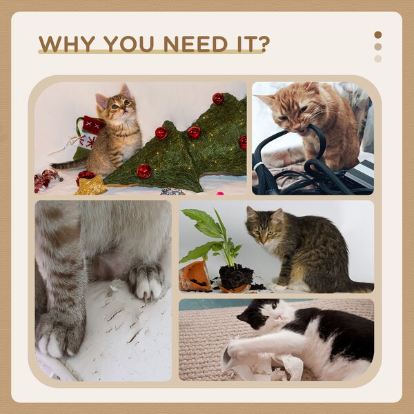 PawHut Cat Tree Tower 142cm Climbing Kitten Activity Center with Scratching Post Board Perch Roomy Condo Removable Felt Hanging Toy, Grey Aosom UK