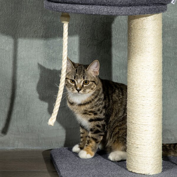 PawHut 5-Tier Cat Tree, Adjustable Height Floor to Ceiling Tower, Multi-Level Climber with Scratching Posts, Black Aosom UK
