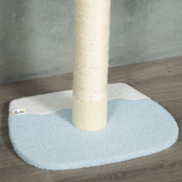 PawHut 260cm Cat Tower Cat Tree, Floor to Ceiling, Height Adjustable with Anti-slip Kit and Fish-shaped Scratching Post Ball, Yellow