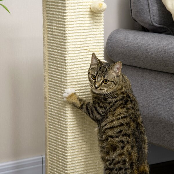 PawHut Tall Cat Scratching Post, 80cm Sisal Rope Climbing Tree with Play Ball, Durable Pet Activity Centre Aosom UK
