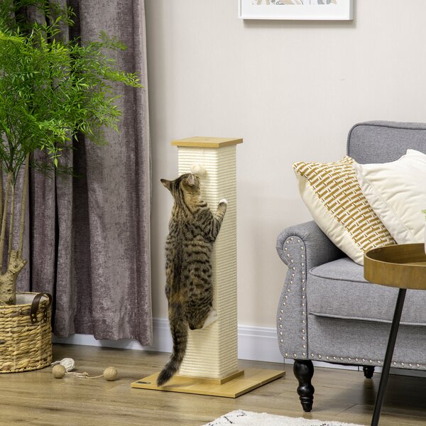 PawHut Tall Cat Scratching Post, 80cm Sisal Rope Climbing Tree with Play Ball, Durable Pet Activity Centre Aosom UK