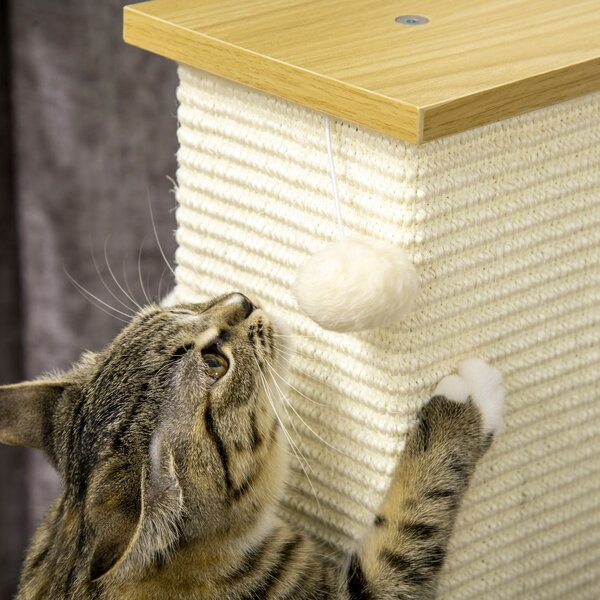 PawHut Tall Cat Scratching Post, 80cm Sisal Rope Climbing Tree with Play Ball, Durable Pet Activity Centre Aosom UK